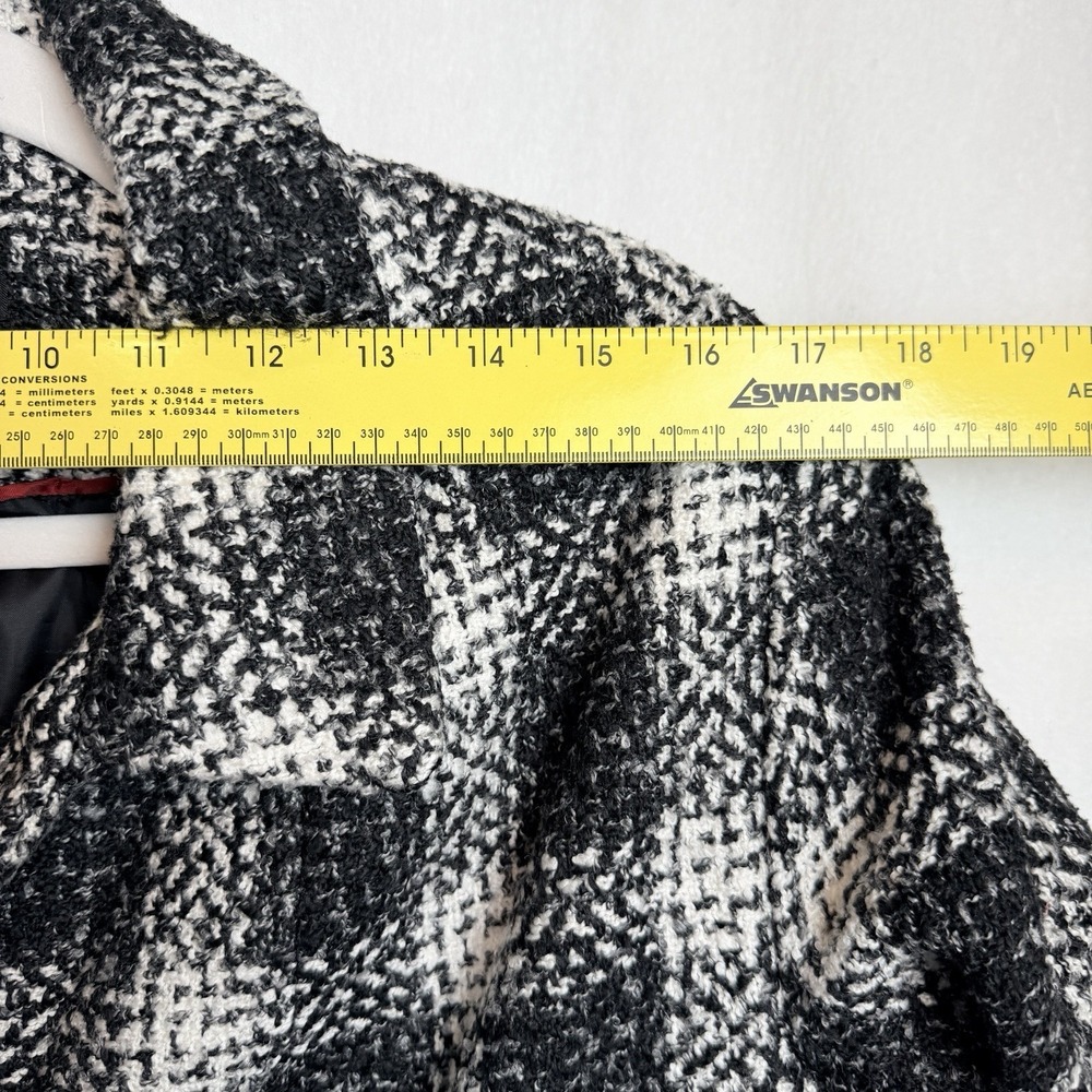 East 5th Buffalo Plaid Boucle Peacoat Jacket Womens XL Black White Old Money - Picture 6 of 12